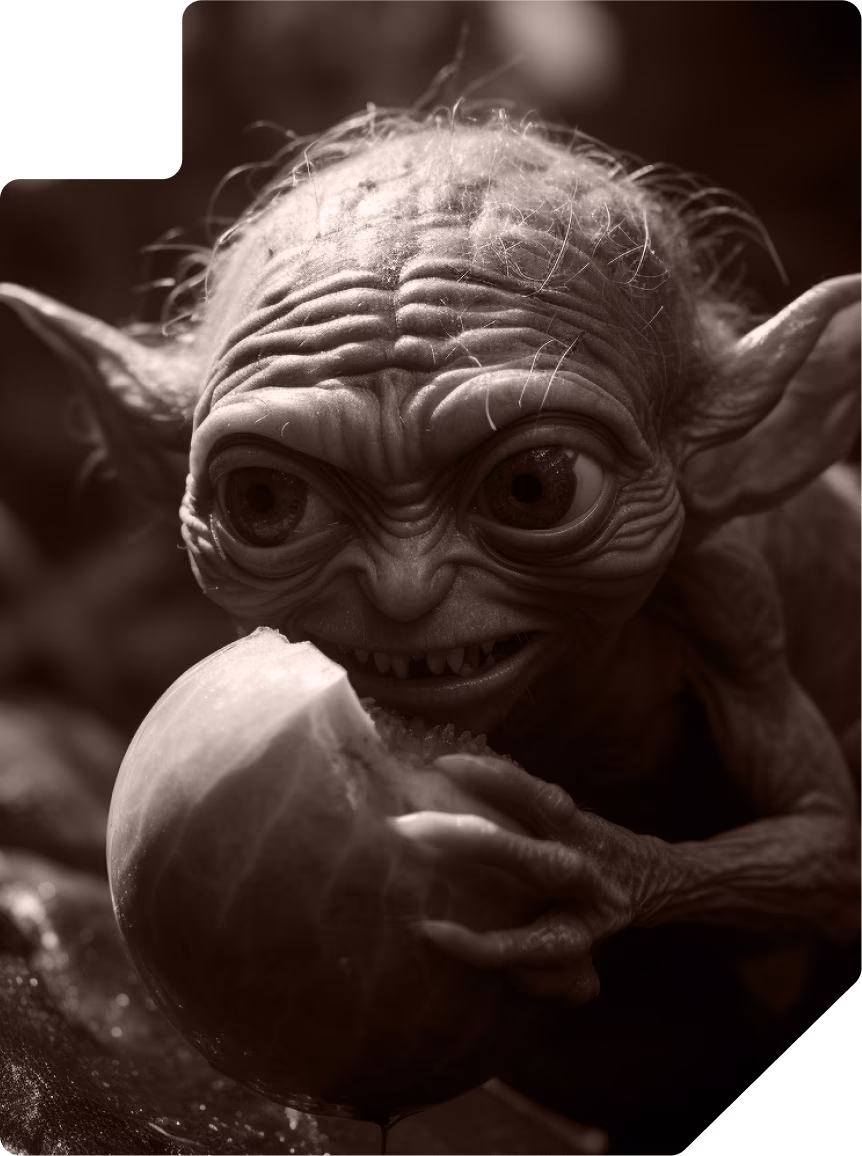AI generated Gollum eating a watermelon
